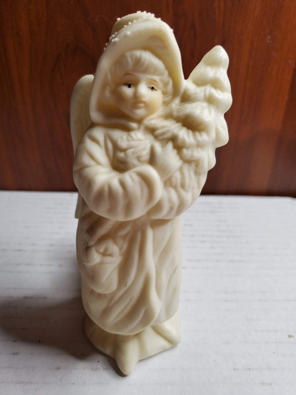 Beautiful Vintage Matte White Bisque Ceramic Christmas Angel Taper Candle Holder